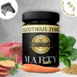 Petpincér főtt kutyaeledel zebrahús menü kutyáknak