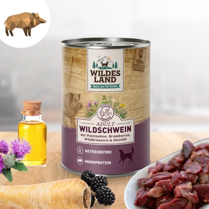 Wildes Land - Nedves eledel vaddisznóhússal és paszternákkal kutyáknak