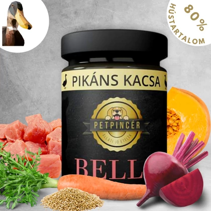Petpincér főtt kutyaeledel kacsahús menü kutyáknak